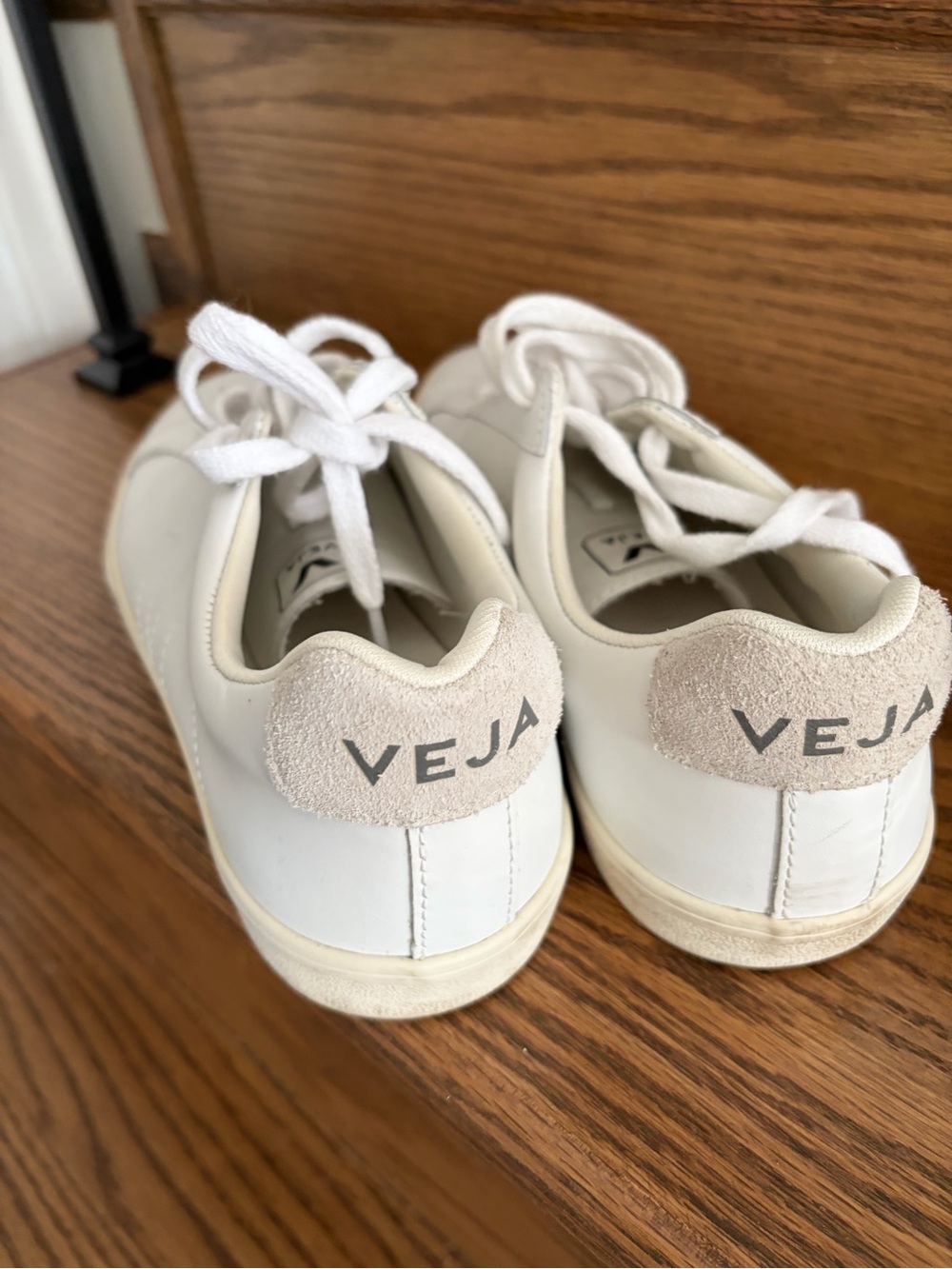 Veja White Leather Sneakers with Cream Suede Heel